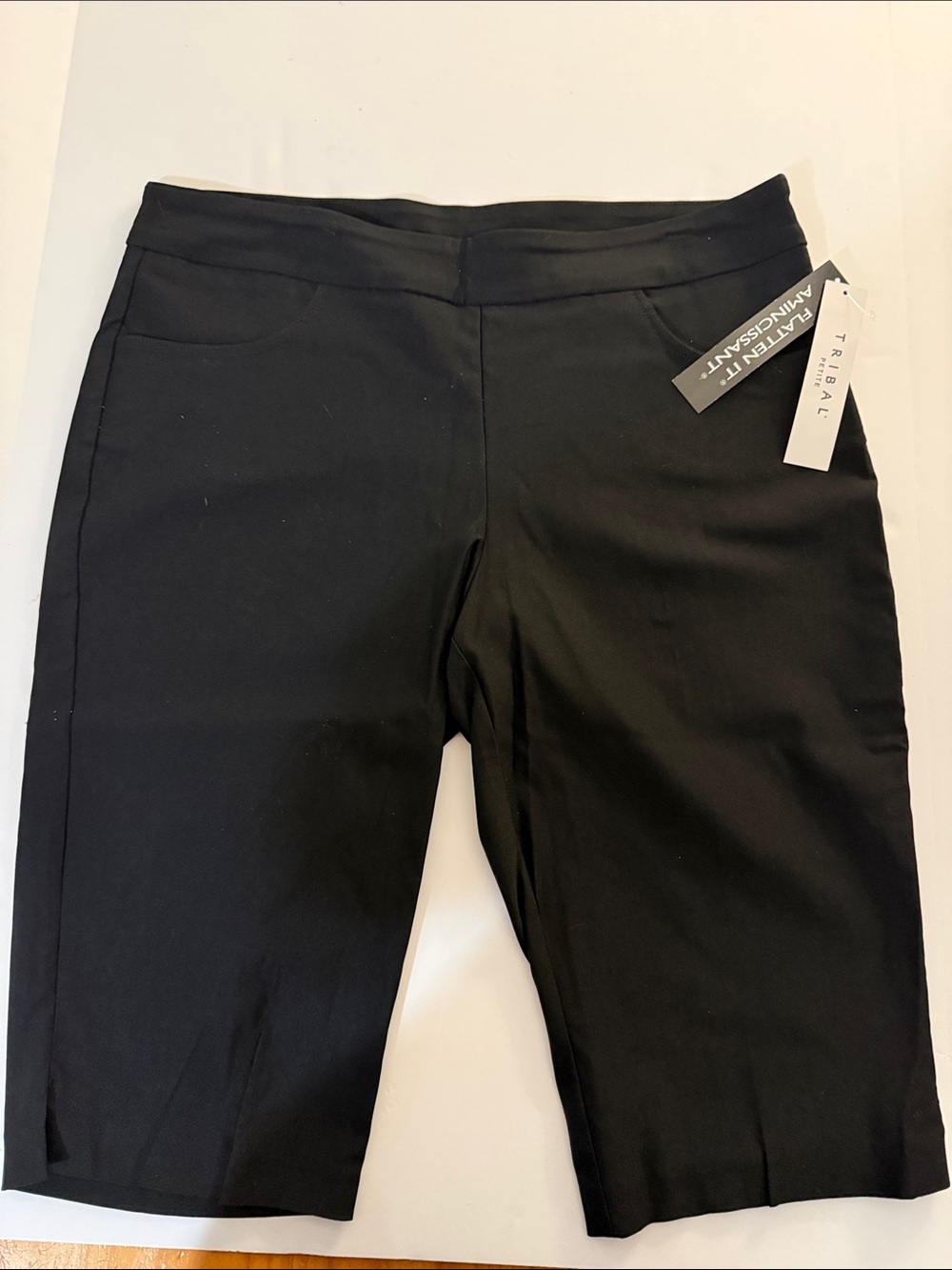 Tribal Black Knee-Length Stretch Ponte Capris
